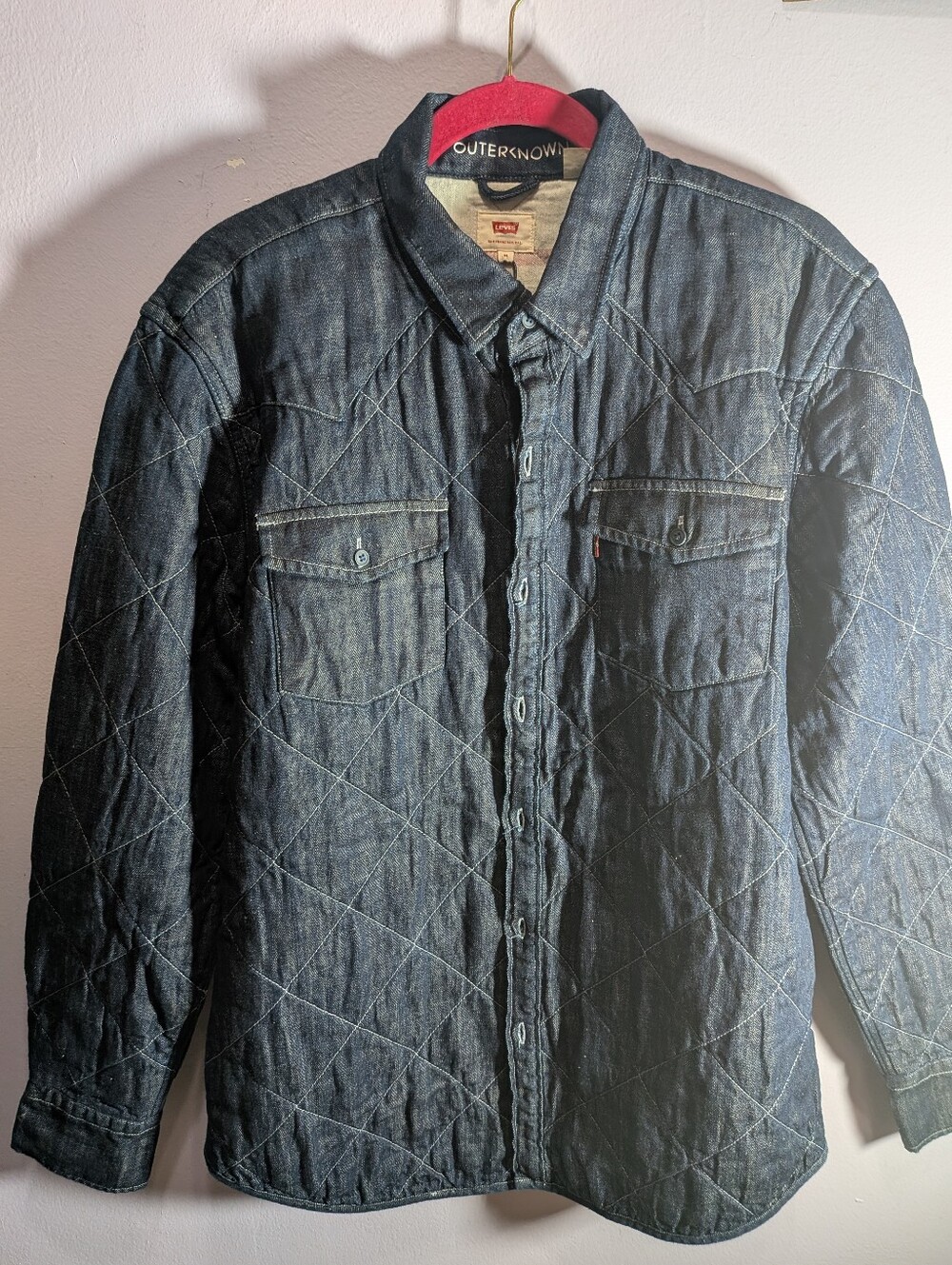 NWT Levi's x Outerknown Quilted Denim Shirt Jacket Medium Deadstock Shacket - Picture 9 of 12